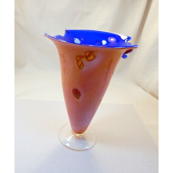 Handblown Studio Glass Art Vase, Multicolored, Signed, 2002 Gallery Purchased - Picture 3 of 9